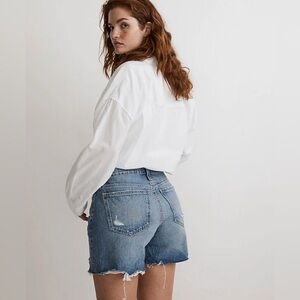 Madewell Denim Mid Length Shorts Size 27 Blue High Rise Summer Country Western